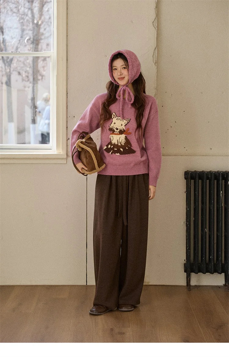 Mishow Purple Jacquard Dog Arctic Fleece Sweater MXE88Z2599