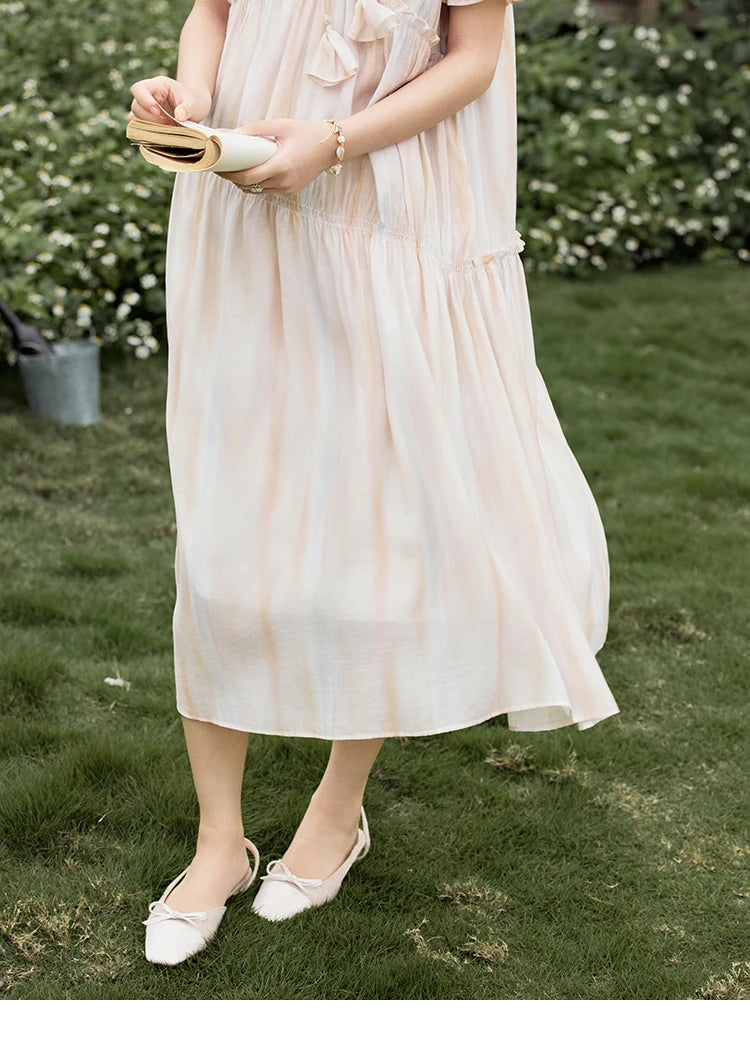 Mishow French V-Neck Puff Sleeve Gradient Dress MXE31L2166