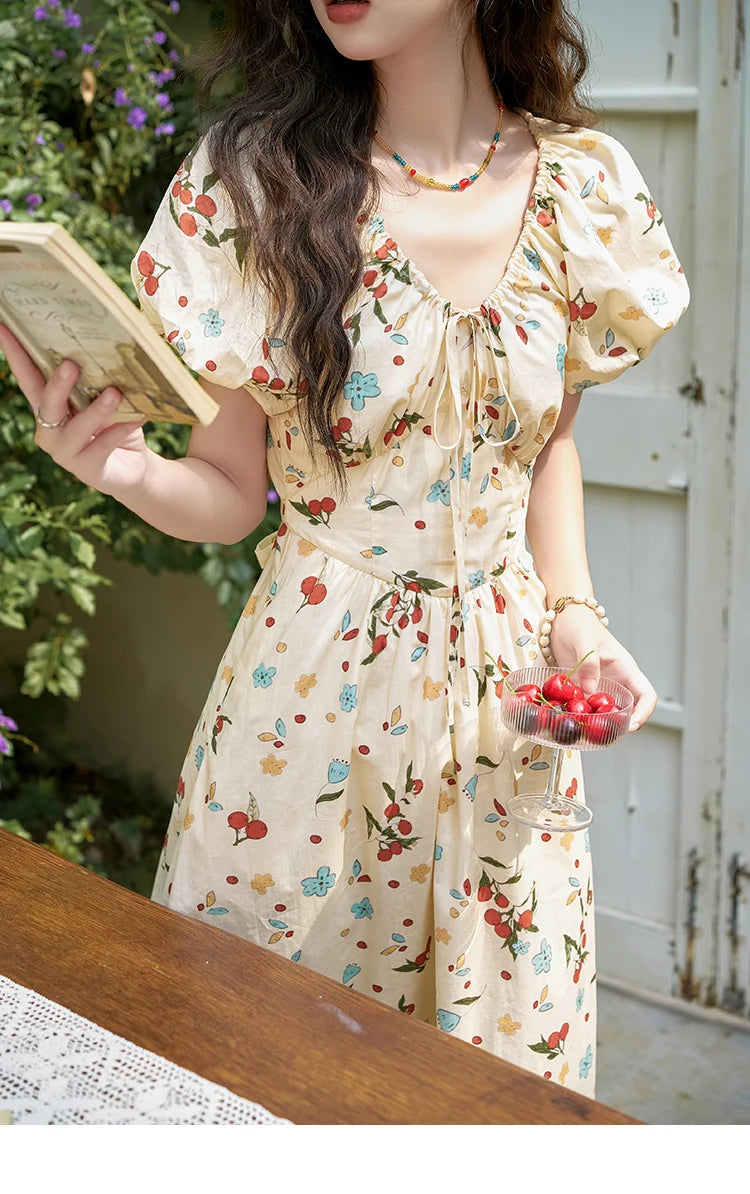 Mishow French 100% Cotton Floral V-Neck Dress MXD30L1868