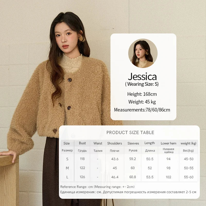 Mishow Retro Lamb Wool Crew Neck Jacket MXE90W0995