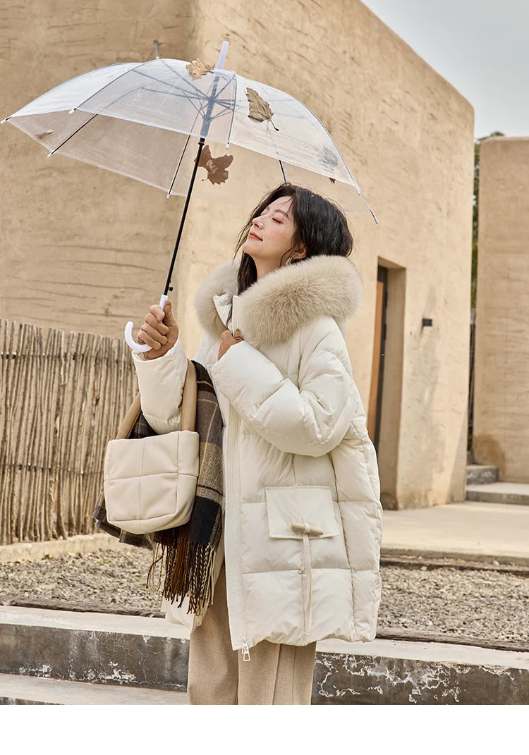 Mishow Hooded Thickened 90% Down Long Jacket MXD36Y0051