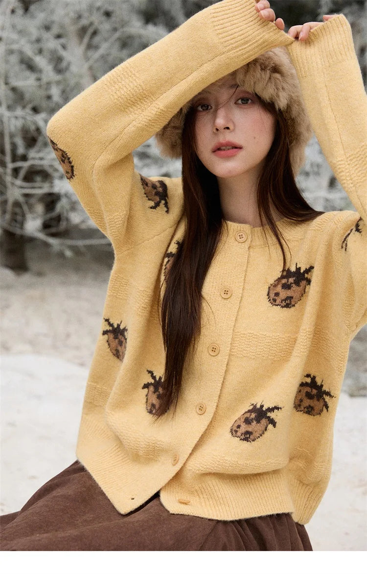Mishow Funny Pineapple Jacquard Round Neck Cardigan MXE87Z2752