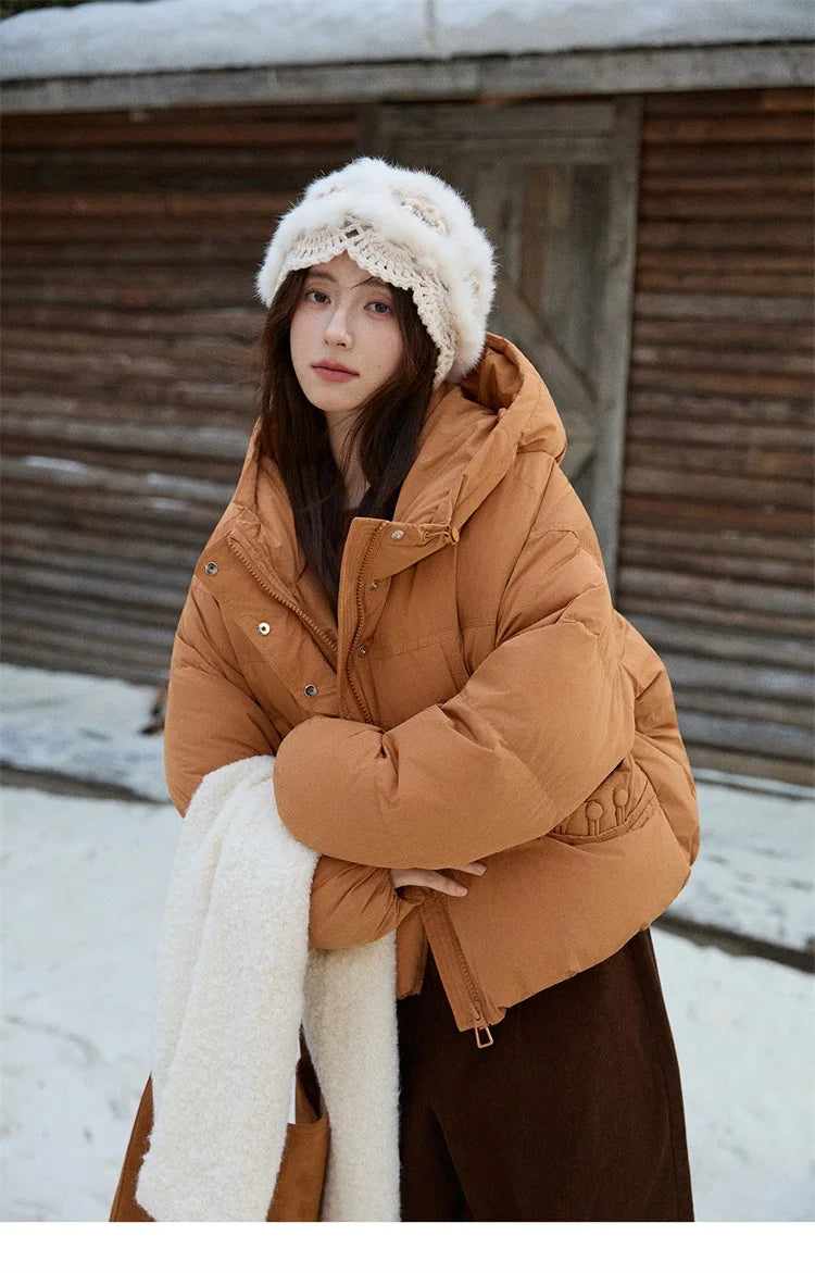 Mishow Hooded 90% White Duck Down Short Coat MXE51Y0080