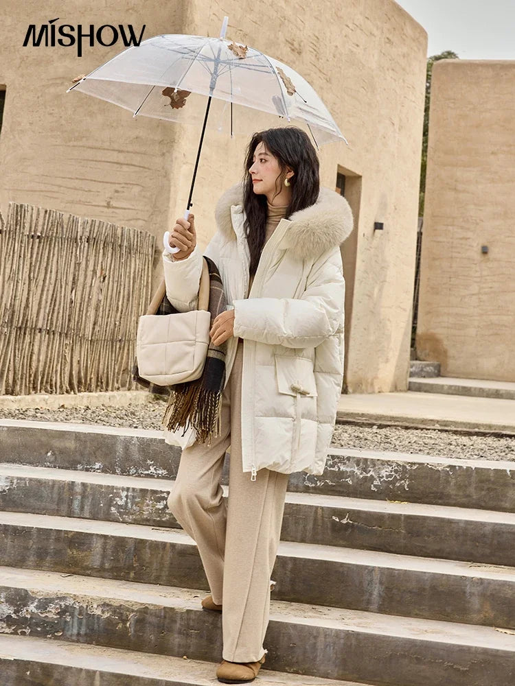 Mishow Hooded Thickened 90% Down Long Jacket MXD36Y0051