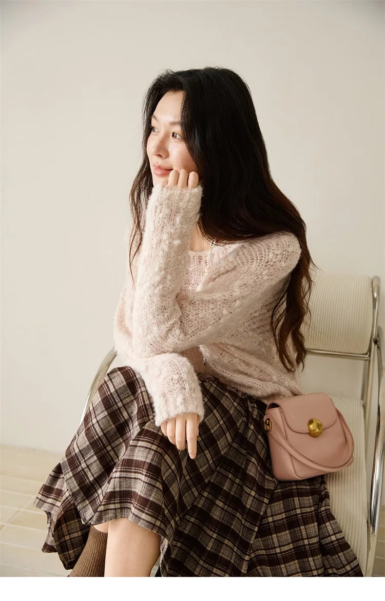 Mishow Scoop Neck Hollow Raglan Sleeve Sweater MXE46Z2565