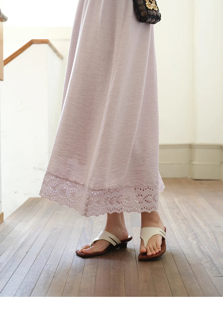Mishow Purple Square Neck Puff Sleeve Lace Dress MXE39L2406