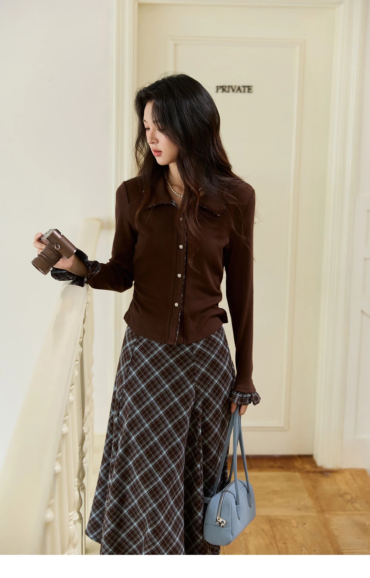 MISHOW Irregular Plaid Skirt Contrasting High Waist A-LINE MXE47B2436