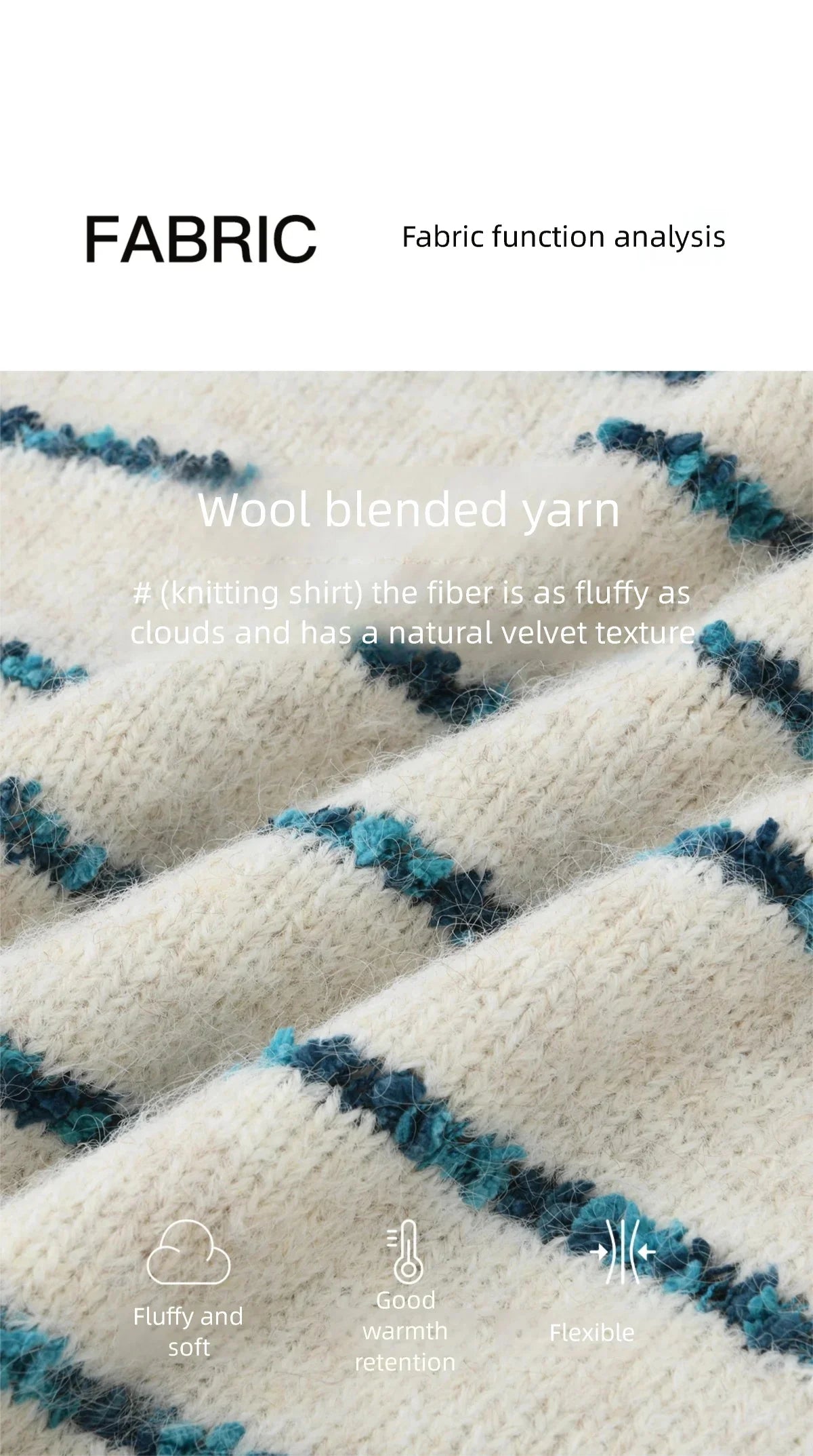 Mishow Blue Striped Alpaca Wool Sweater with Scarf Set MXE90Z2821