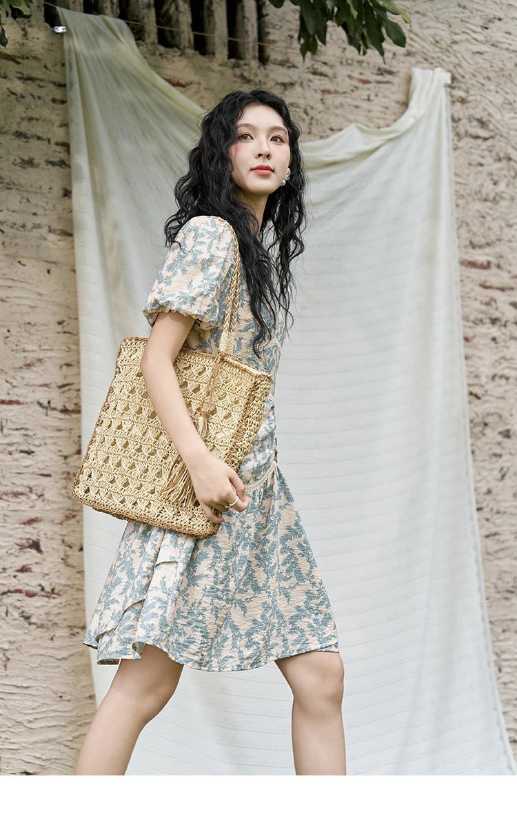 Mishow French Vintage Bubble Sleeve Lace Dress MXD24L1730