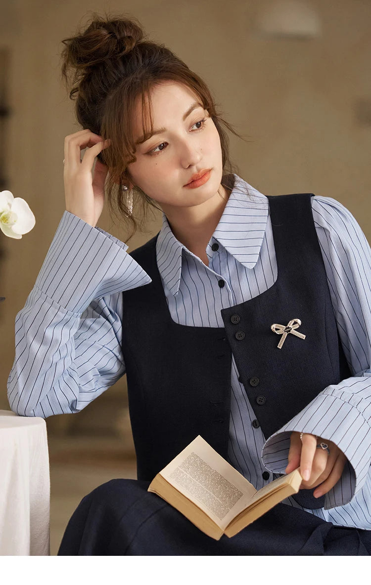 Mishow French Bow Square Neck Vest Coat MXD12W0294