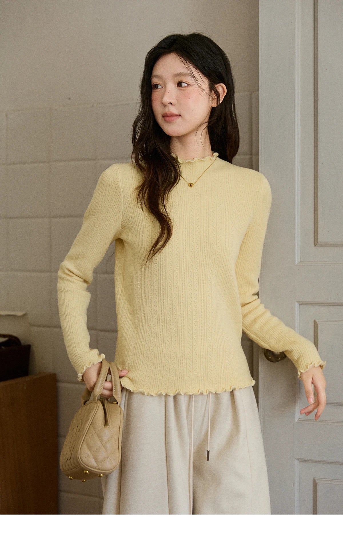 Mishow One Piece Velvet Mock Neck Knitted Top MXE88Z2597