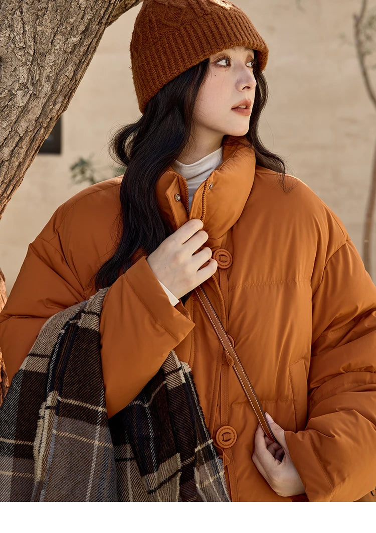 Mishow Minimalist Zipper Short Down Jacket MXD42Y0047