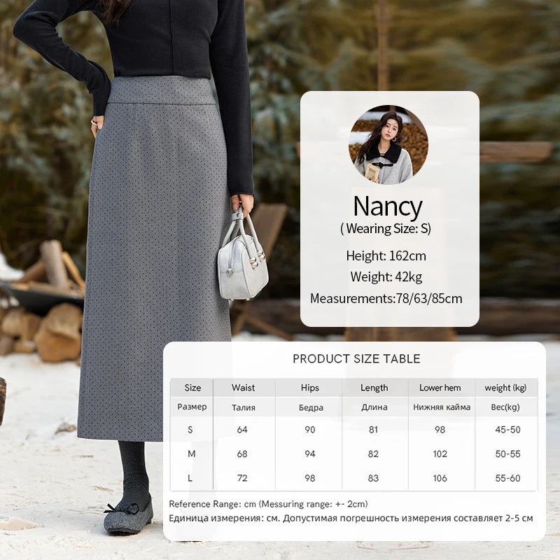 MISHOW High Waist Wave Point Split Skirt A-LINE Midi Zipper MXD58B0630