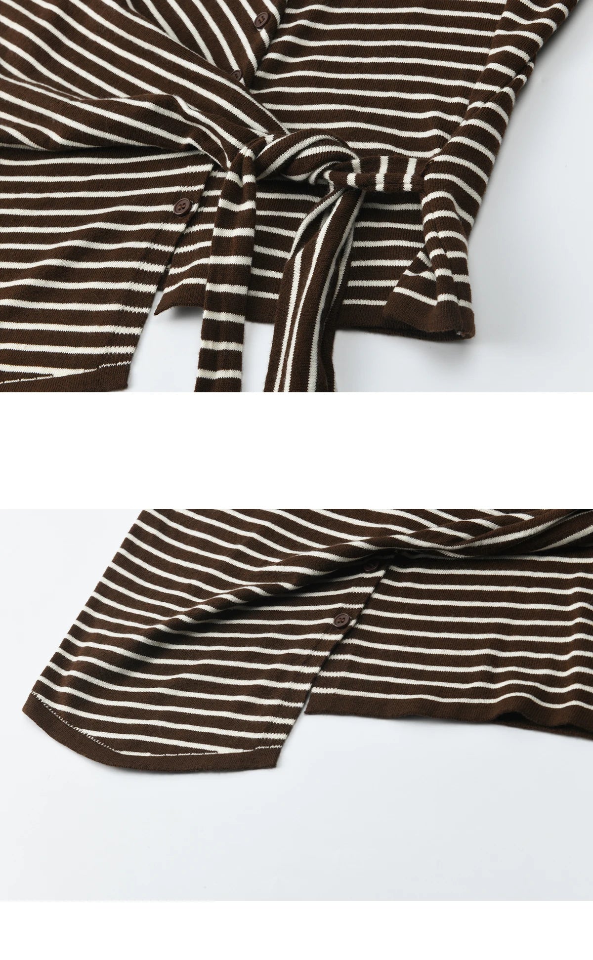 Mishow Coffee Striped Knitted Cardigan Sweater MXE46Z2537