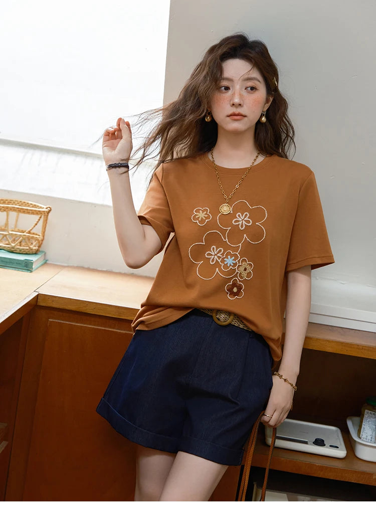 Mishow Floral Print Drop Sleeve Tee MXE36T0576