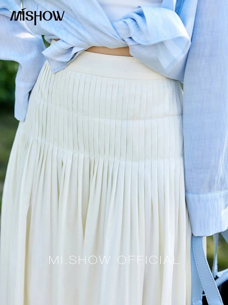 MISHOW Solid A-Line Slim Long Skirt High Waist Zipper MXE12B0663