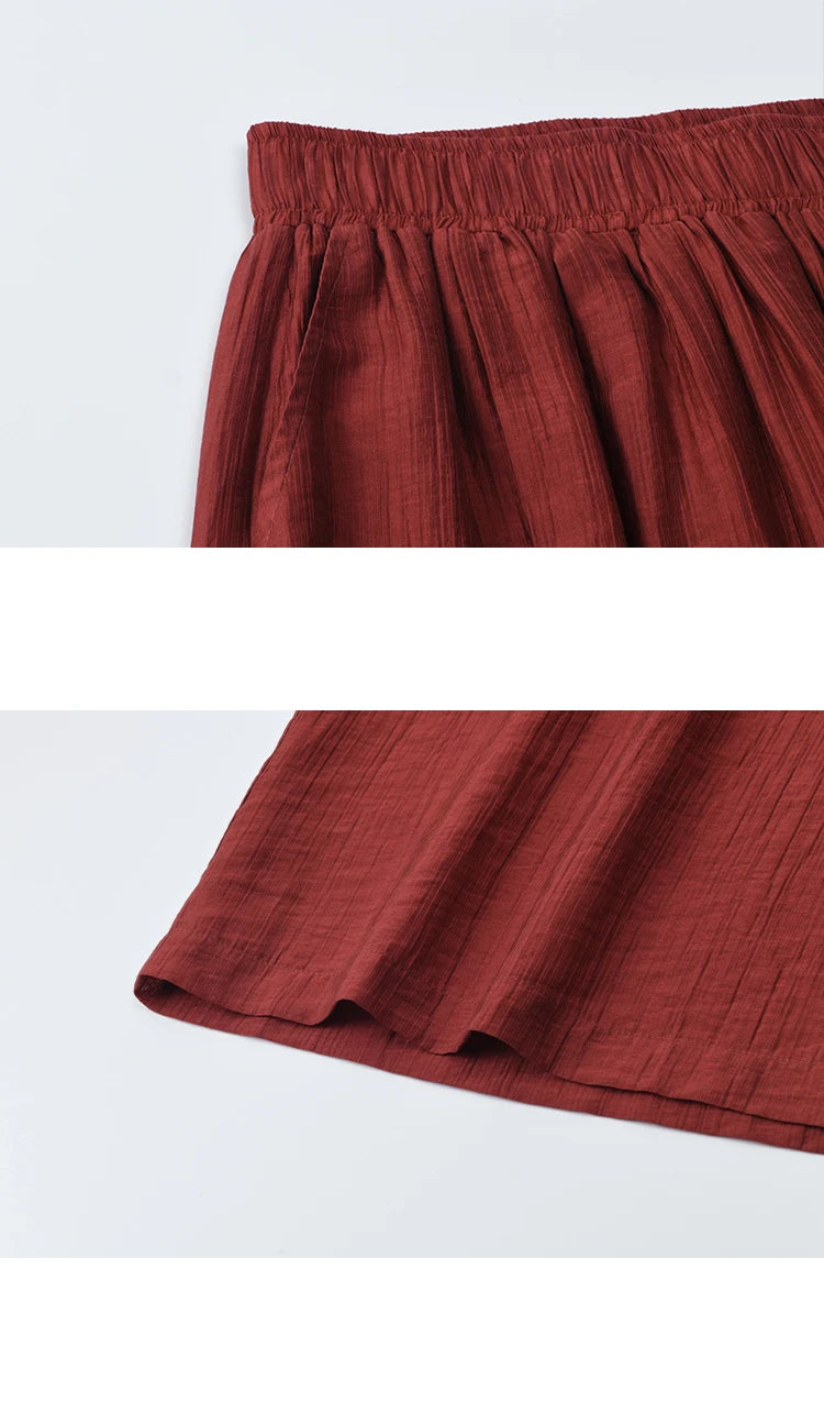 MISHOW Red Wide Leg Pants High Waist Pocket Elastic MXE38K0952