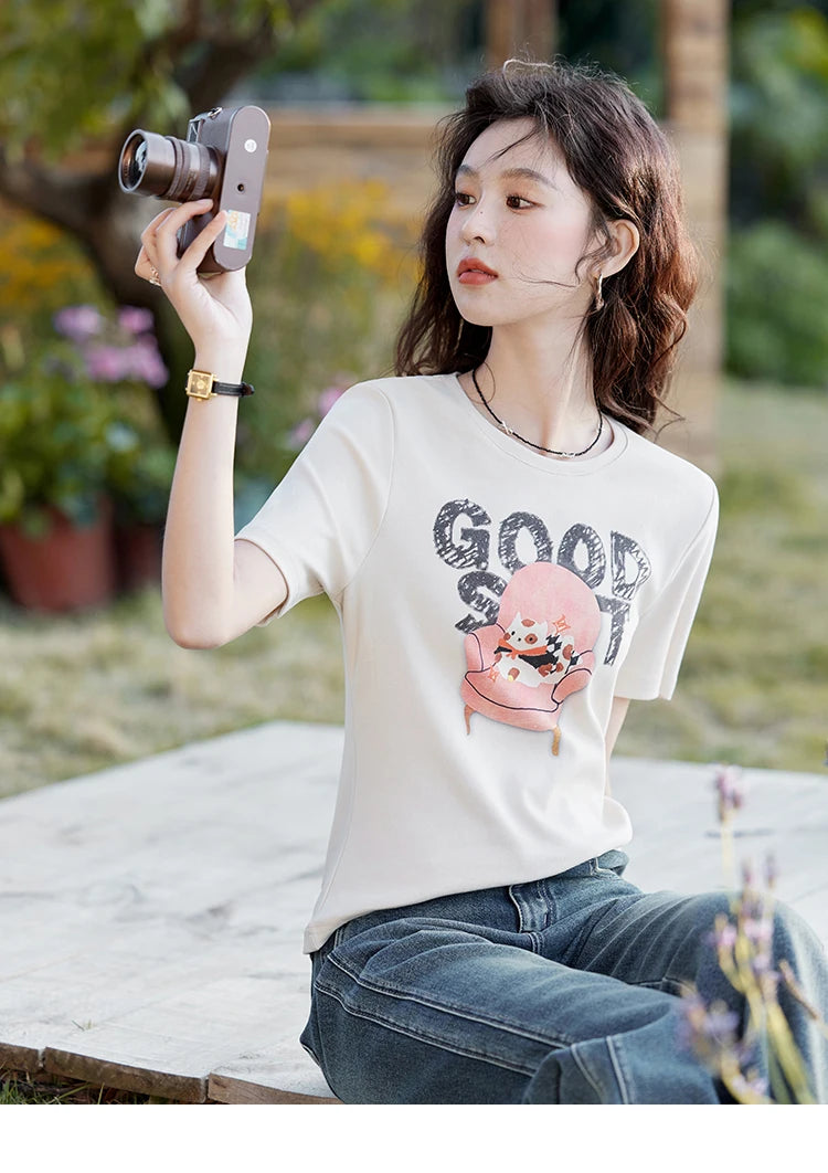 MISHOW Printed Round Neck Soft Cotton Tee MXE13T0461