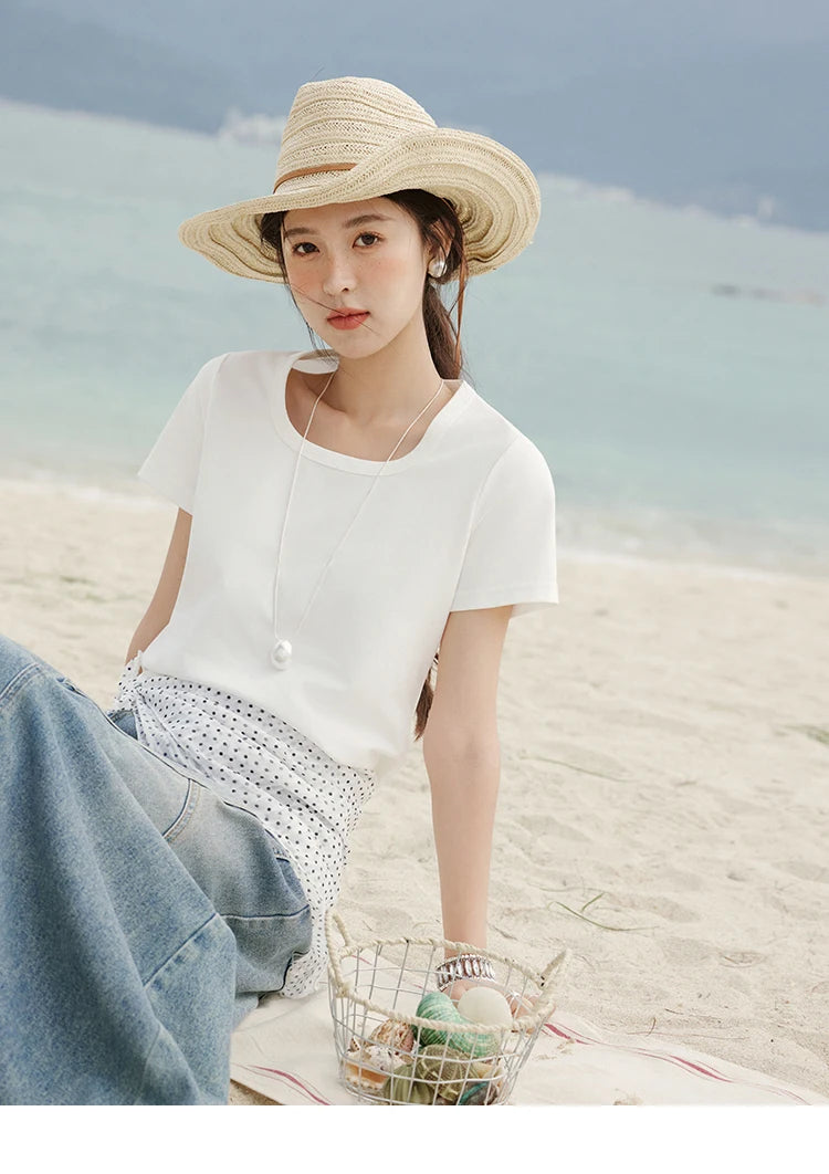 Mishow Solid Square Neck Straight Tee MXE15T0483