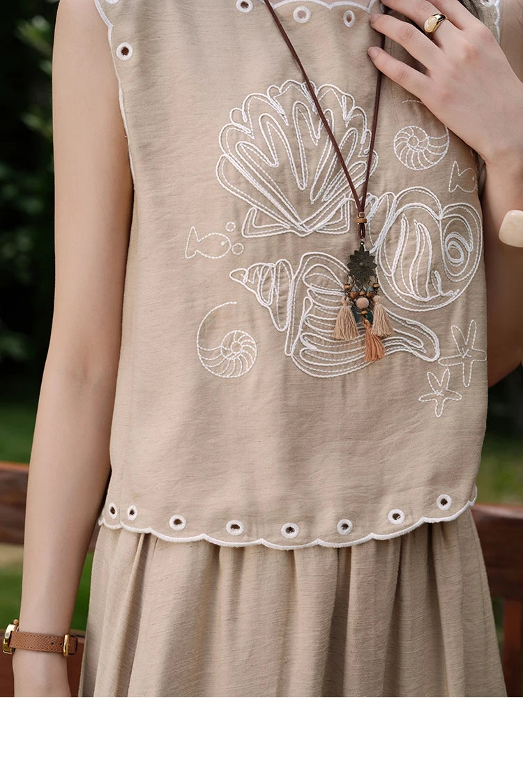 Mishow Hollow Embroidery Top & Lace Skirt Set MXE35T0594