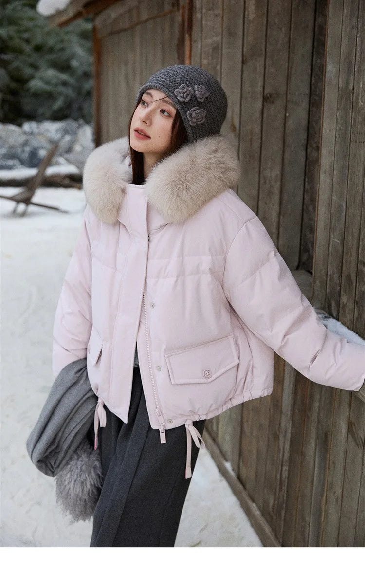 Mishow Short Detachable Fur Collar Down Jacket MXE87Y0084
