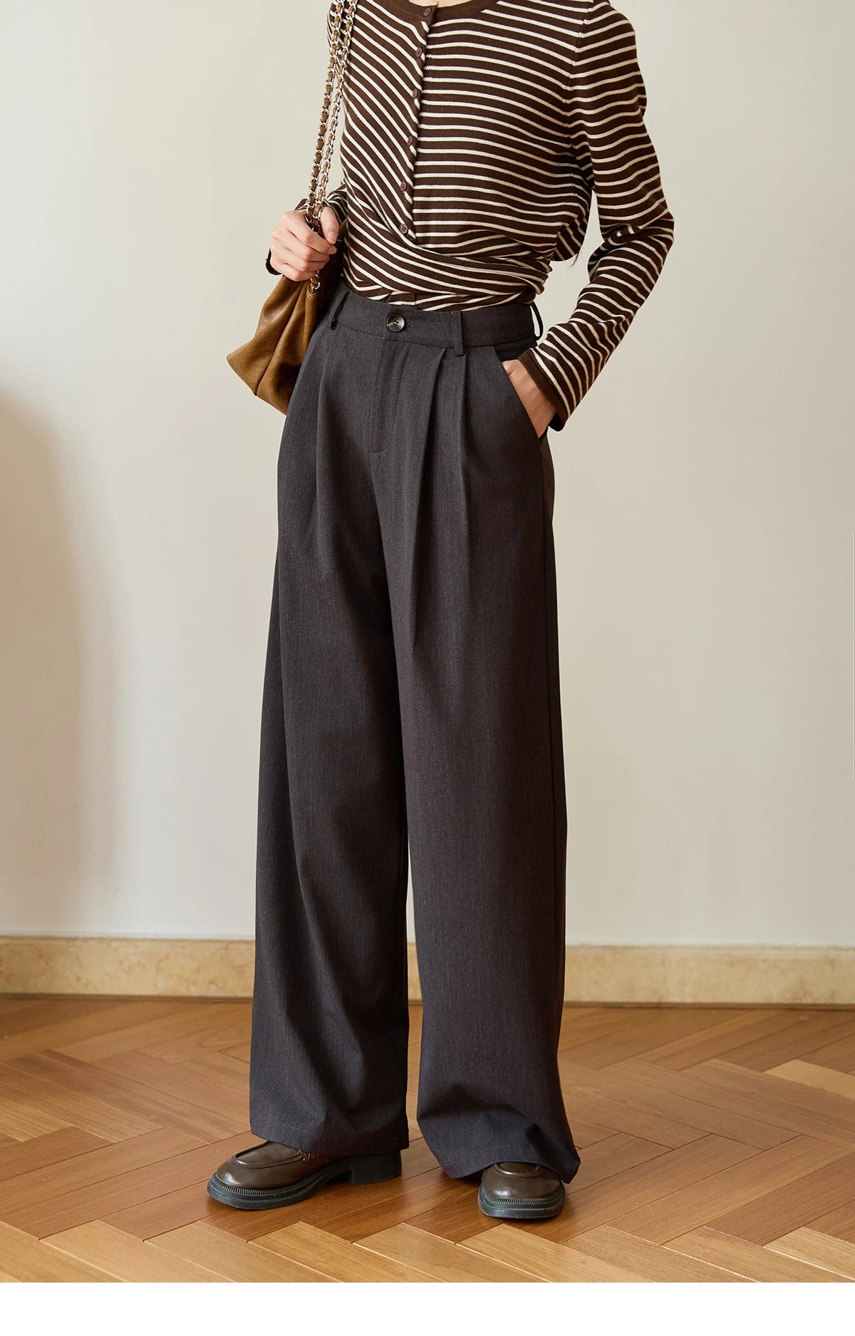 MISHOW Solid Wide-Leg Pants High-Waisted Loose Pockets MXE46K1090