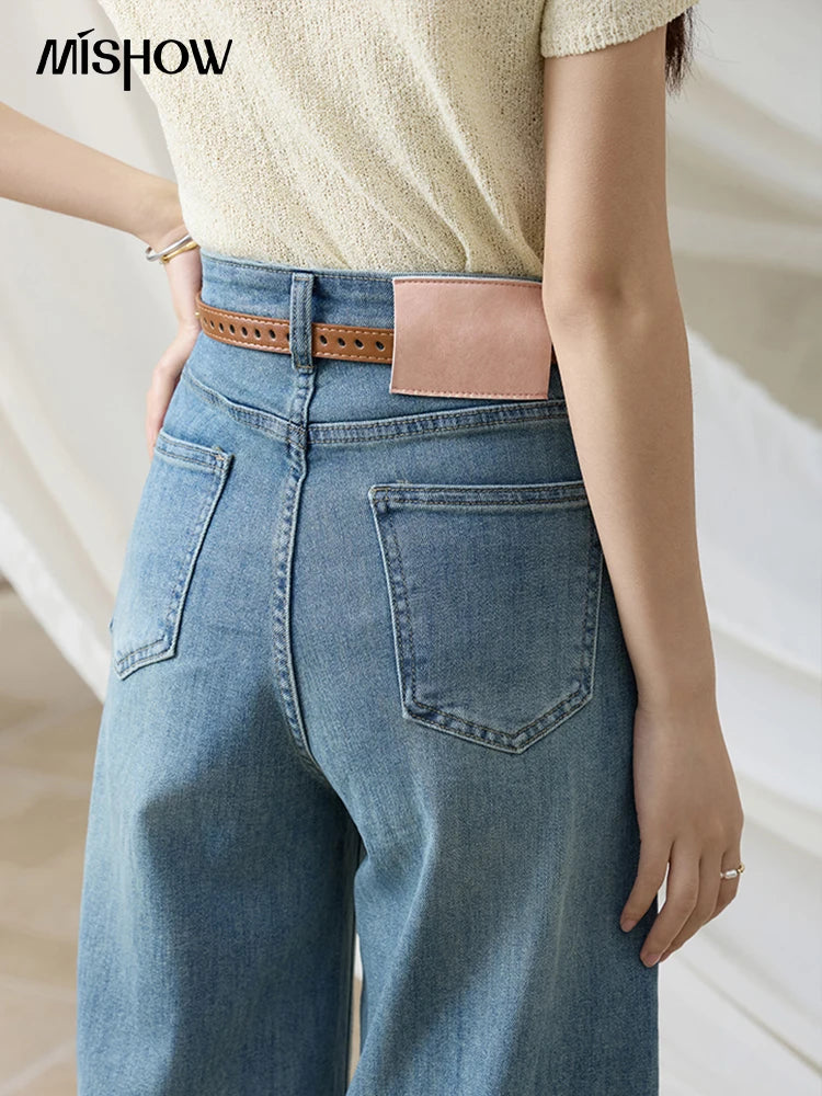Mishow Slimming High Waist Ankle-Length Wide Leg Jeans MXE32K0919