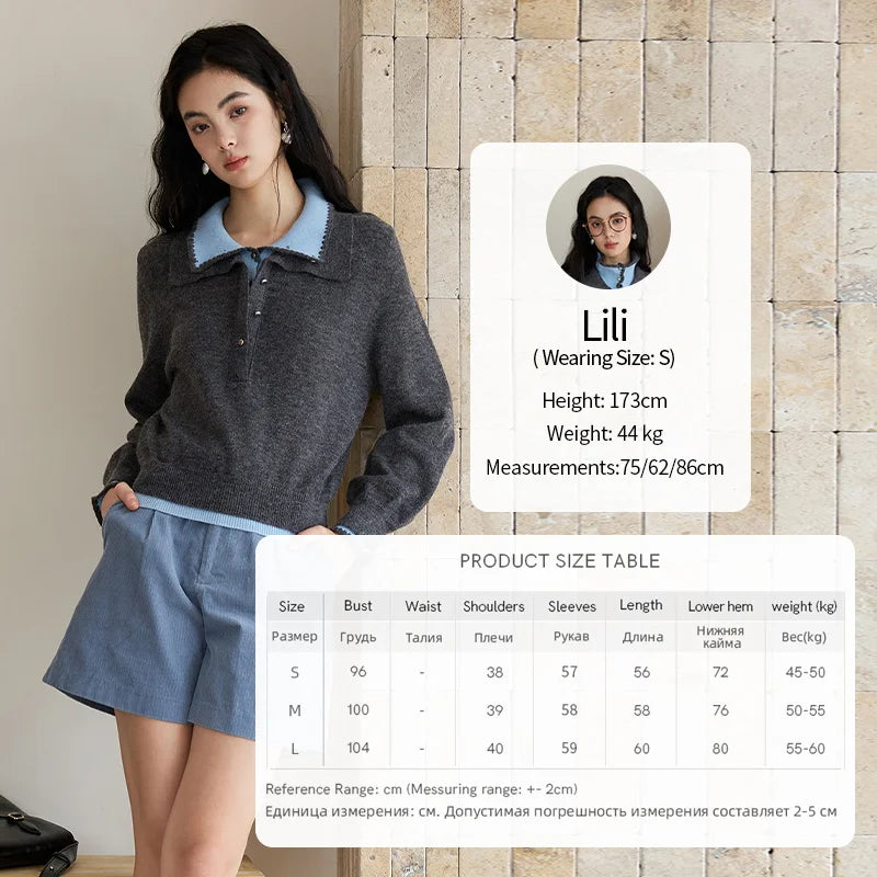 Mishow Double-Layer Turn-Down Collar Loose Sweater MXE45Z2502