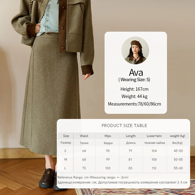 MISHOW Wool A-Line Skirt Rear Hem Slit Versatile Waist MXE46B2426