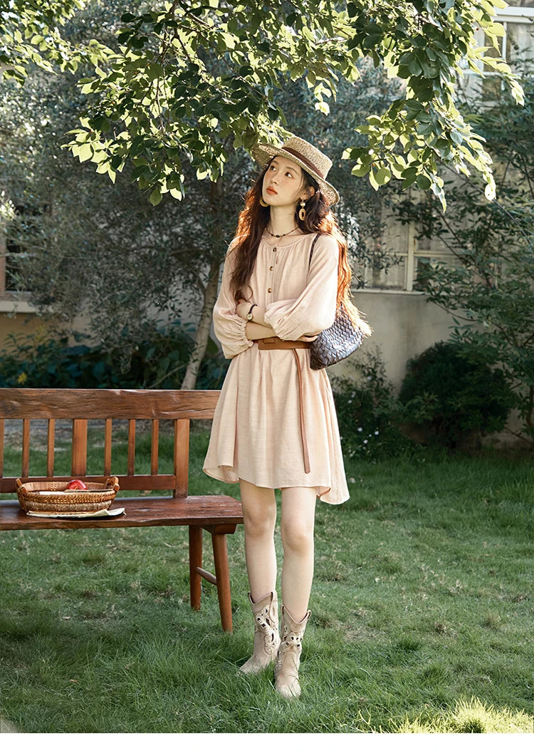 MISHOW French Retro Midi Dress with Belt MXE39L2409