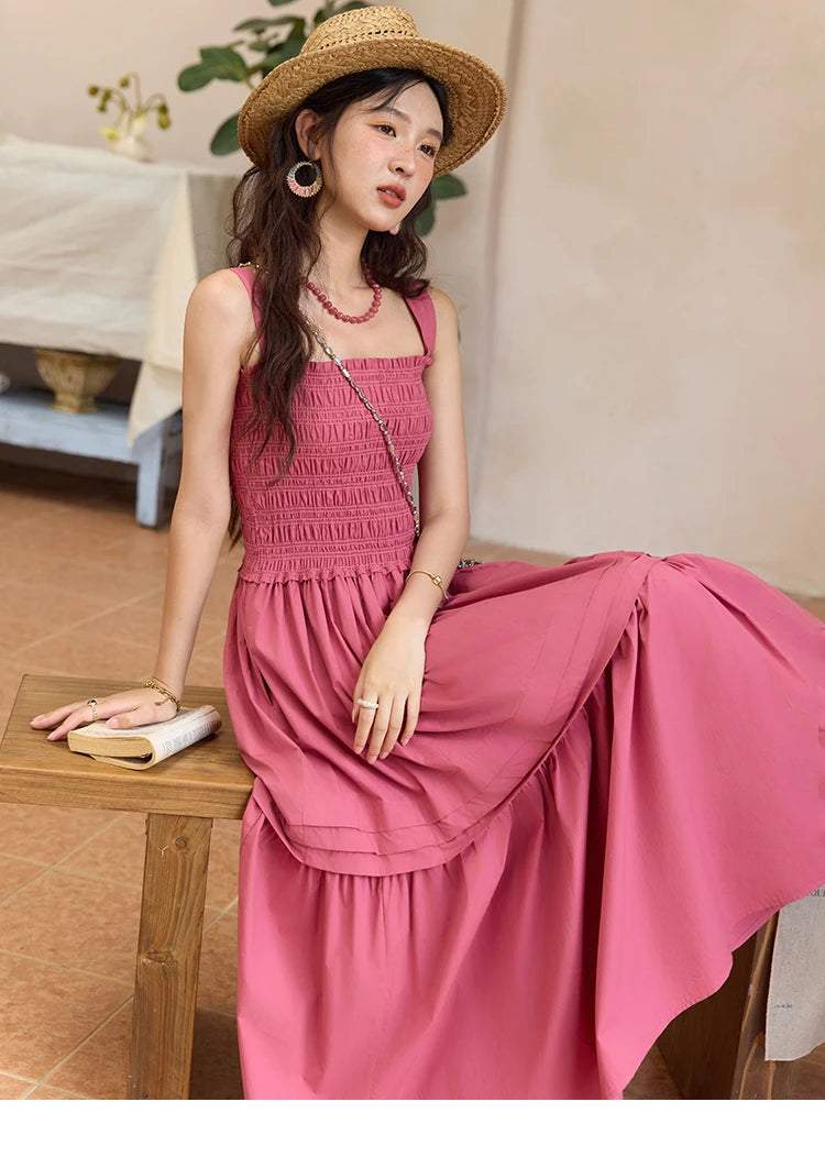Mishow Square Collar Pocket High Waist Dress MXE36L2319