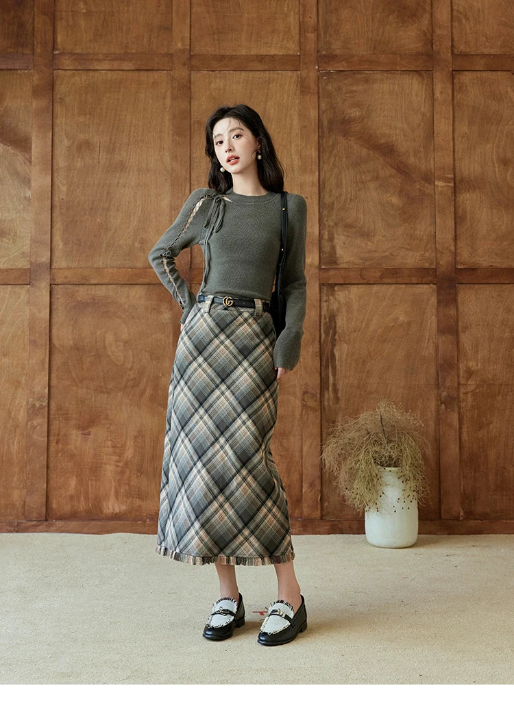 Mishow Hollow Tie Design Bottoming Knit Sweater MXD45Z0766