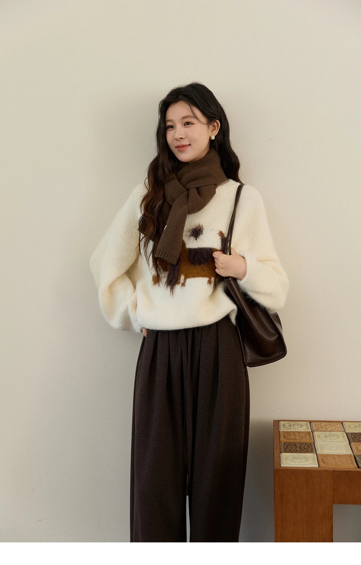 Mishow Dog Pattern Jacquard Crew Neck Sweater MXE94Z2988