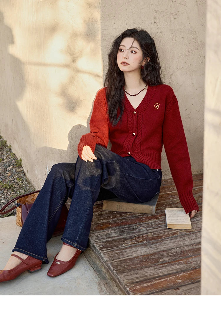 Mishow Elegant V-Neck Vintage Short Cardigan MXD48Z0848