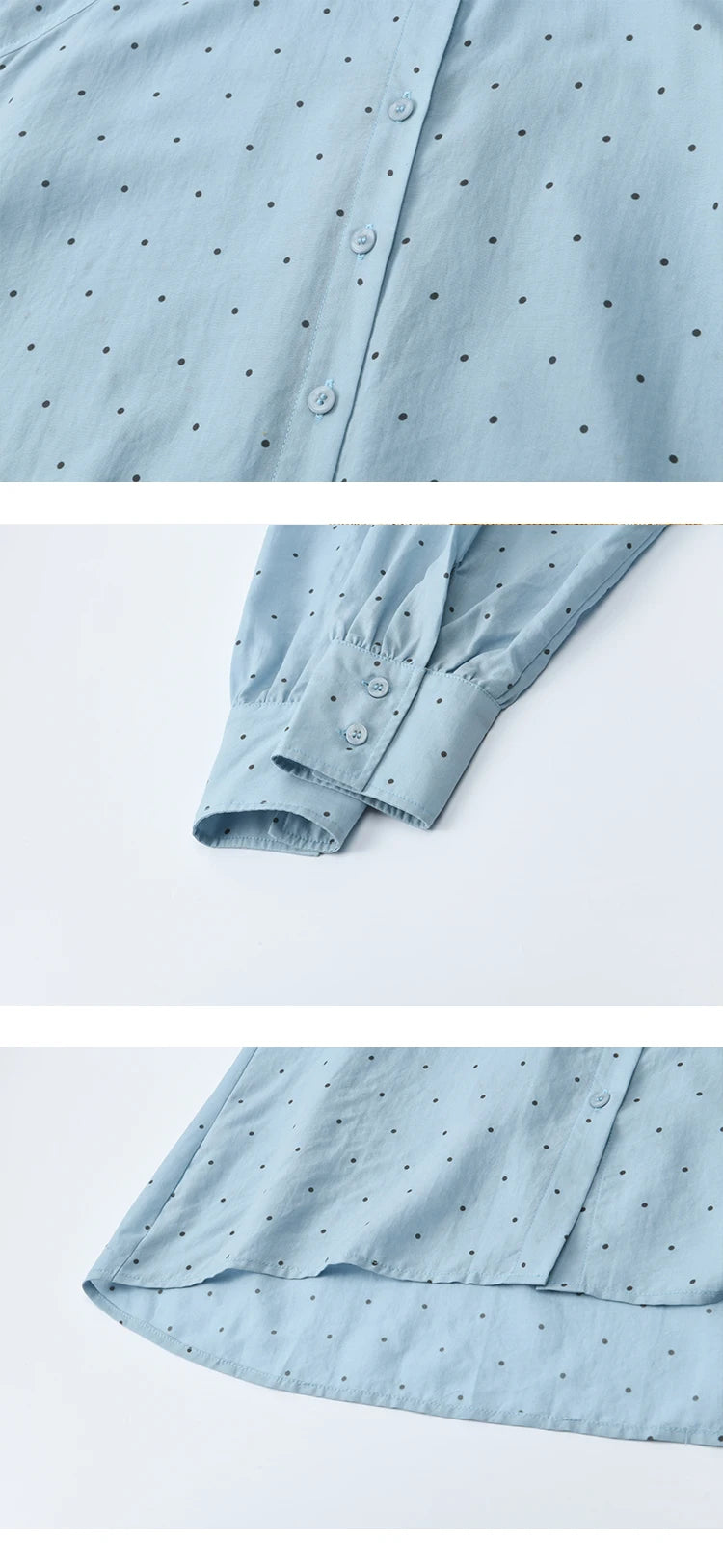 MISHOW Blue Polka Dot Shirt Bow Collar Long Sleeve MXE45X2475