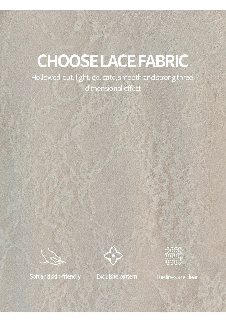 Mishow Beige Lace Patchwork Square Neck Top MXE91X2514