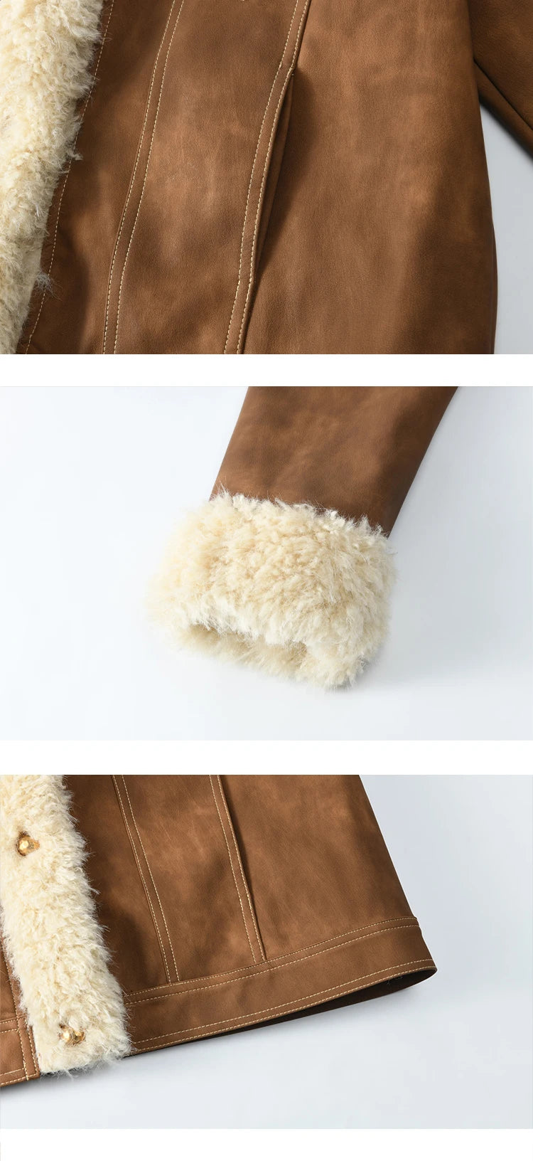 Mishow Leather Fur Lamb Wool Spliced Jacket MXD56W0538