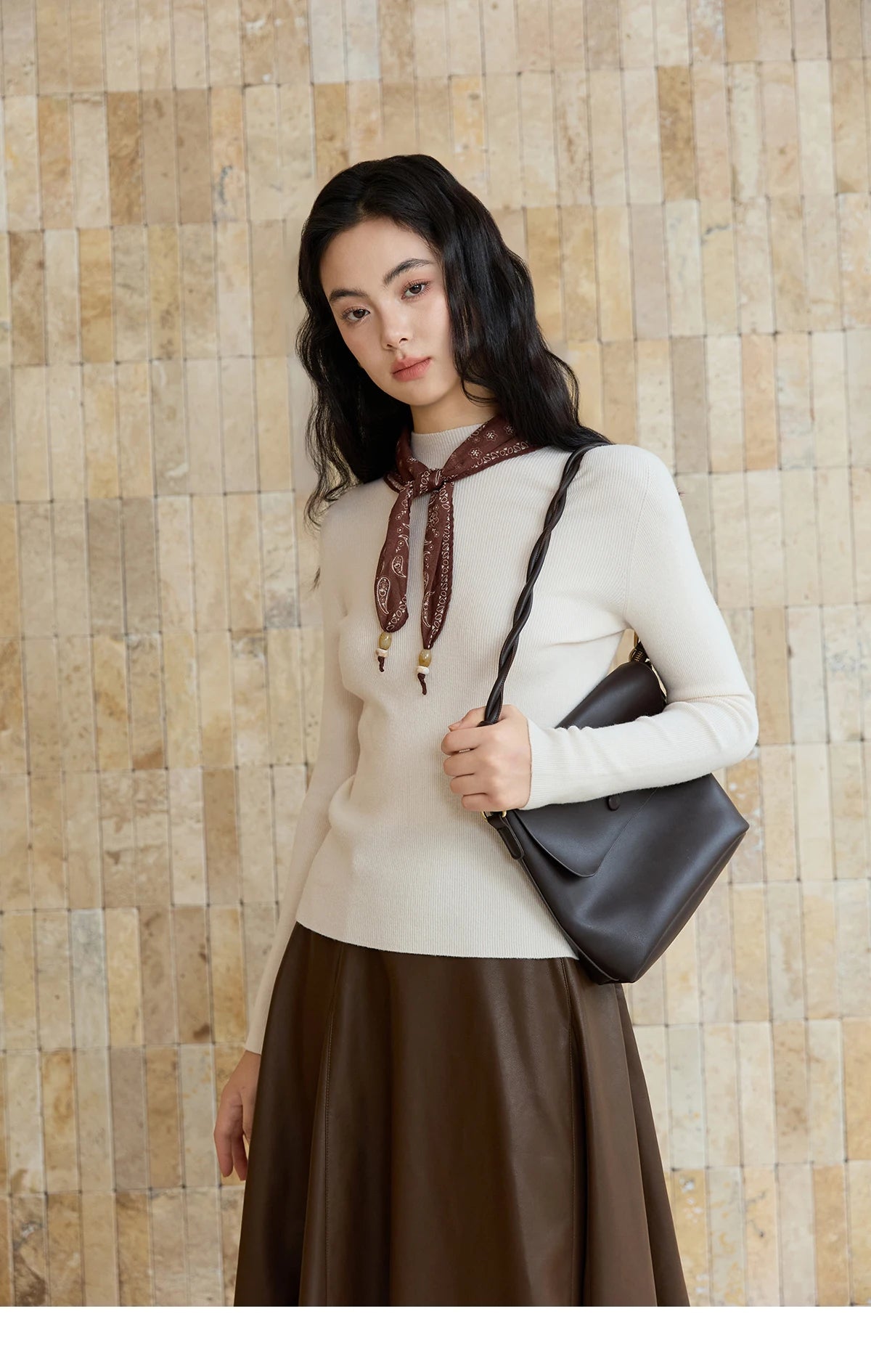 Mishow Minimalist Mock Neck Slim Pullover MXE48Z2583