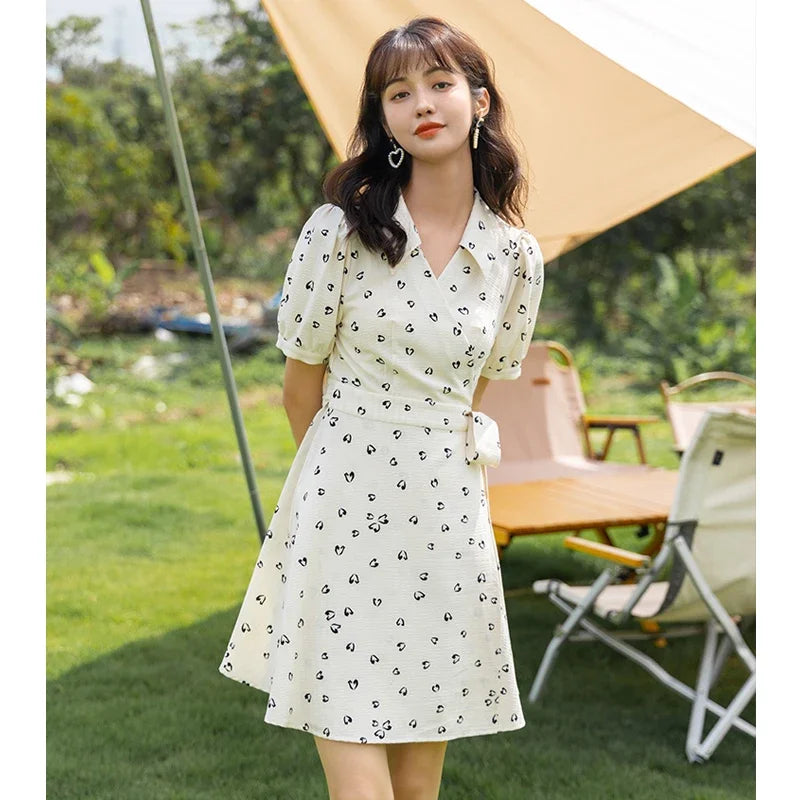 Mishow Red Chiffon V-Neck Floral Midi Dress MXA29L0356