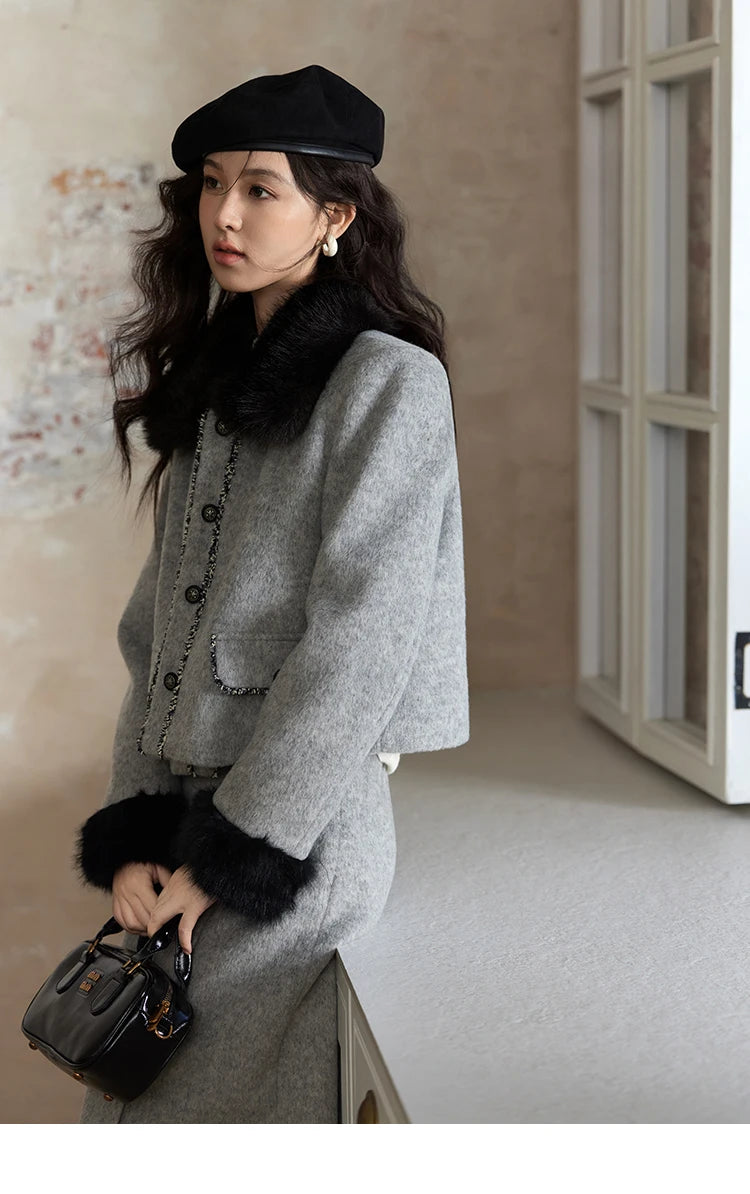 Mishow Short Tweed Jacket & Midi Skirt Set MXD54W0553