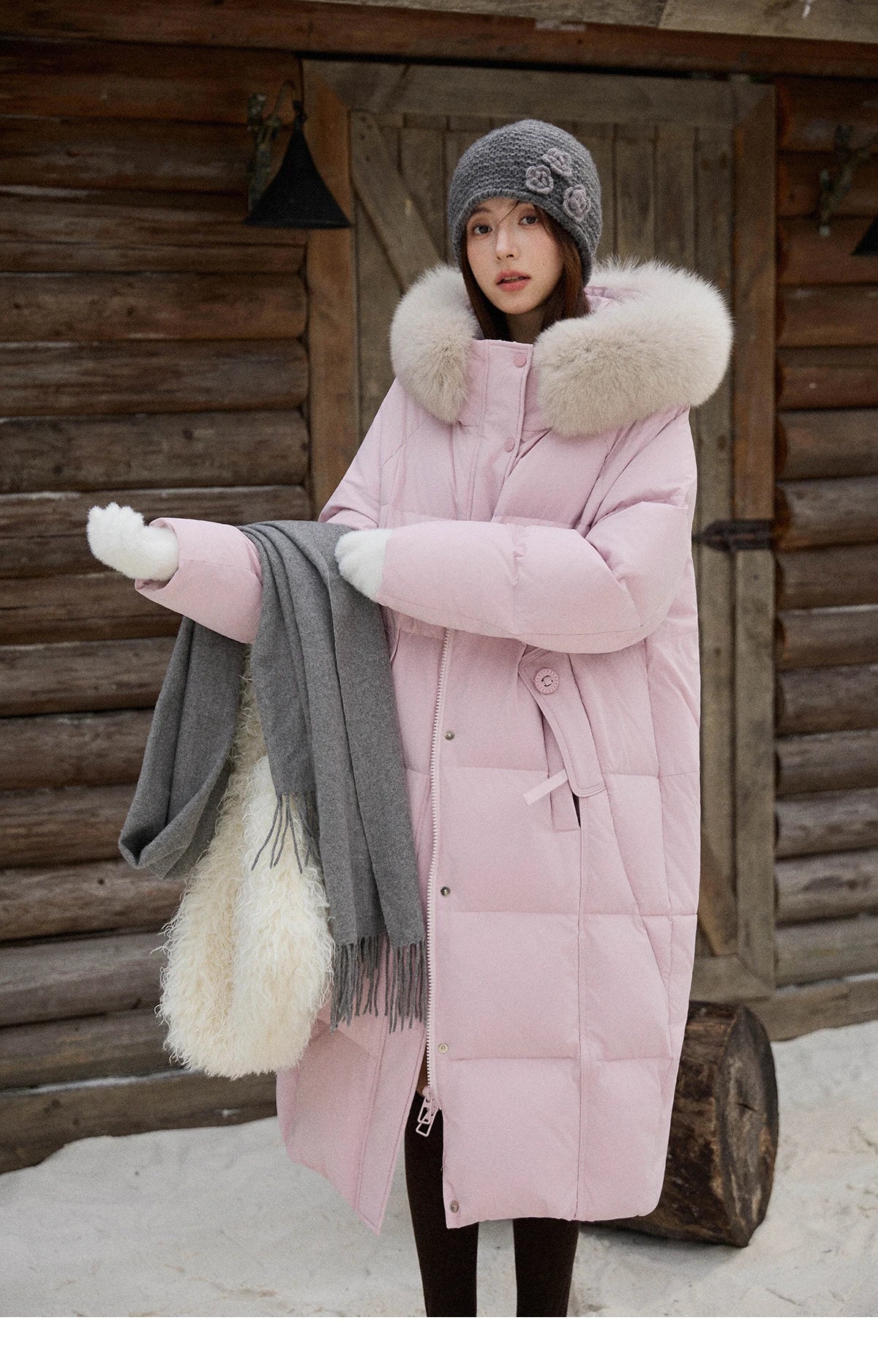 Mishow Hooded 90% White Duck Down Long Coat MXE51Y0079