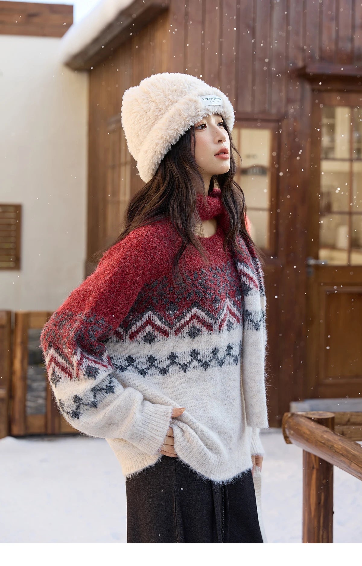 Mishow Christmas Fair Isle Sweater with Scarf MXE51Z2628