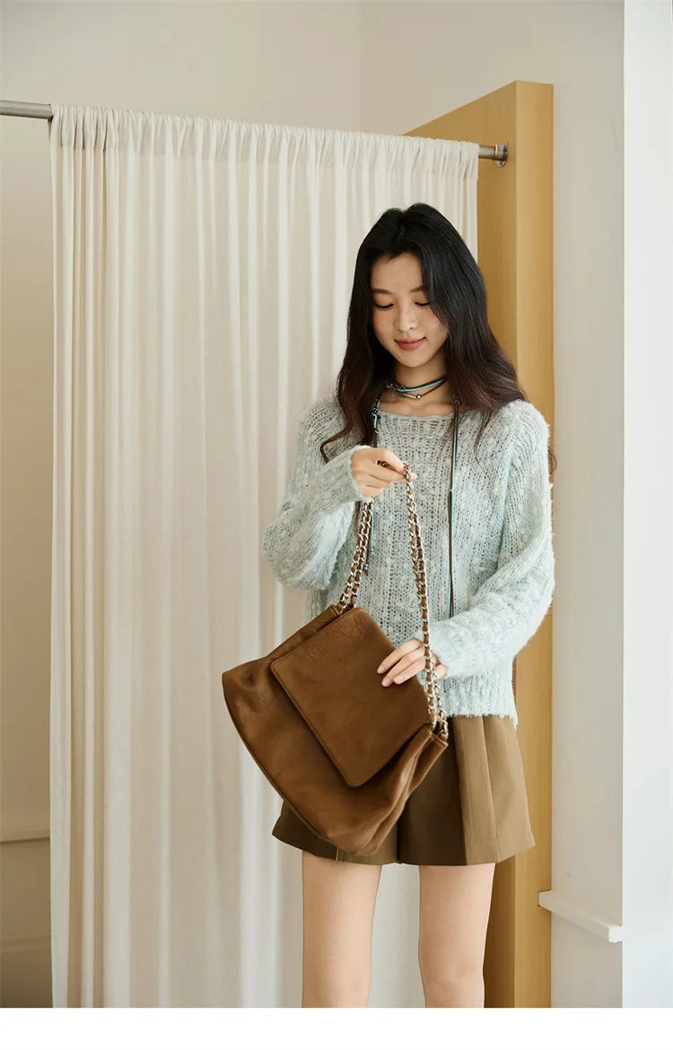 Mishow Scoop Neck Hollow Raglan Sleeve Sweater MXE46Z2565