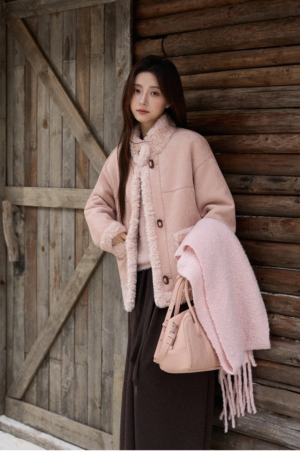 MISHOW Suede Composite Fur Jacket Stand-Up Collar Windproof MXE87W0941