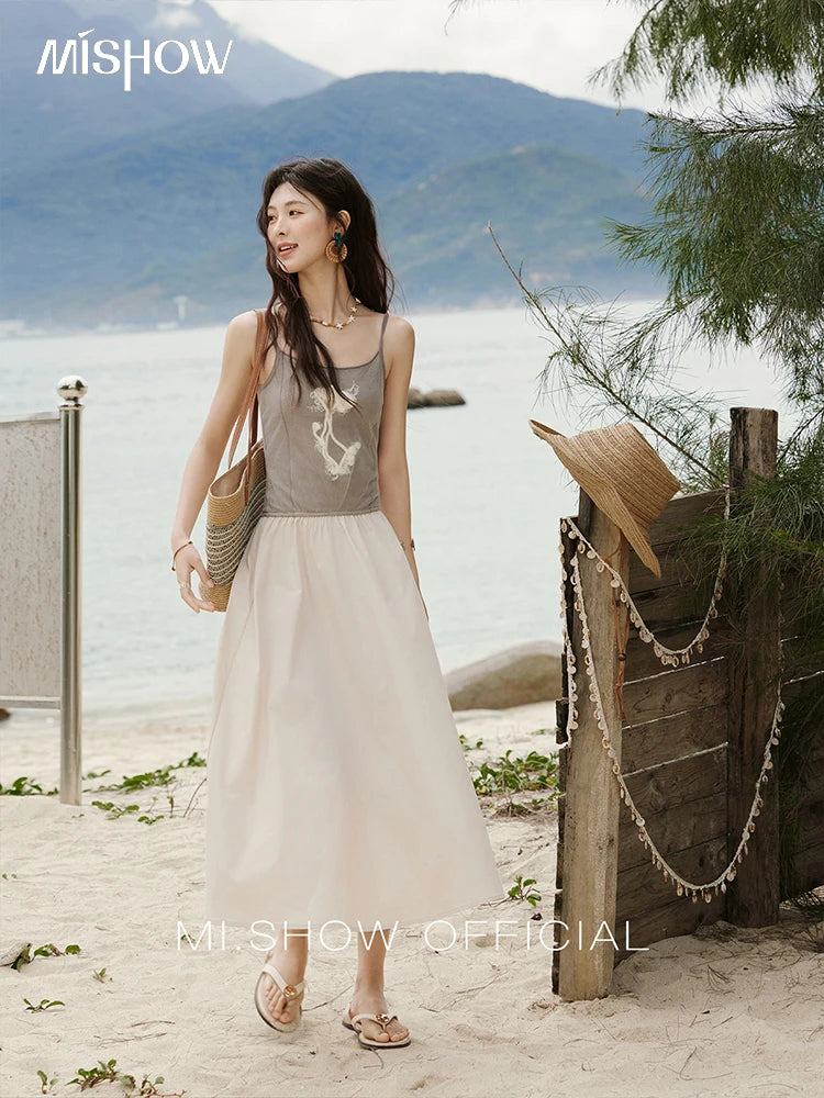 Mishow French Color Matching Knit Camisole Dress MXE13L2082