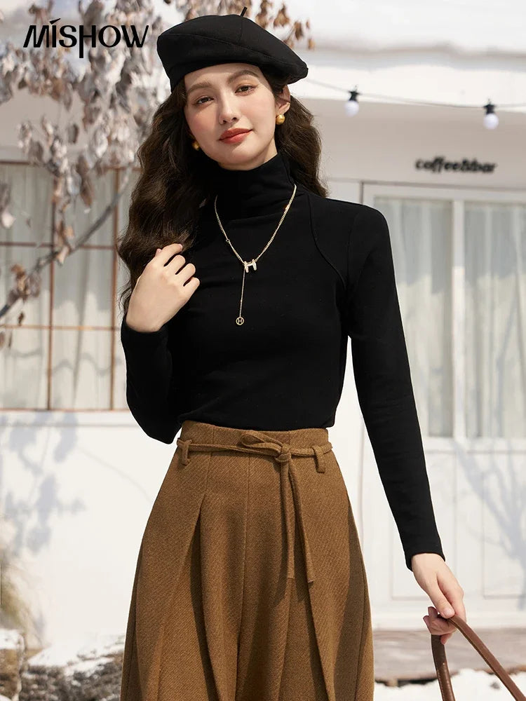 Mishow Mock Neck Bottoming Shirt MXC58Z0290