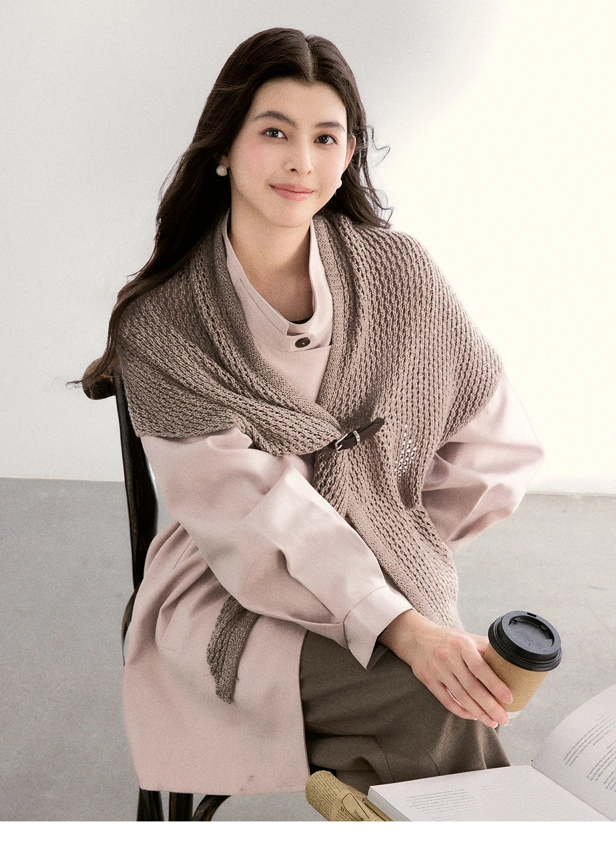 Mishow Dusty Pink Stand Collar Belted Trench MXF108W1002