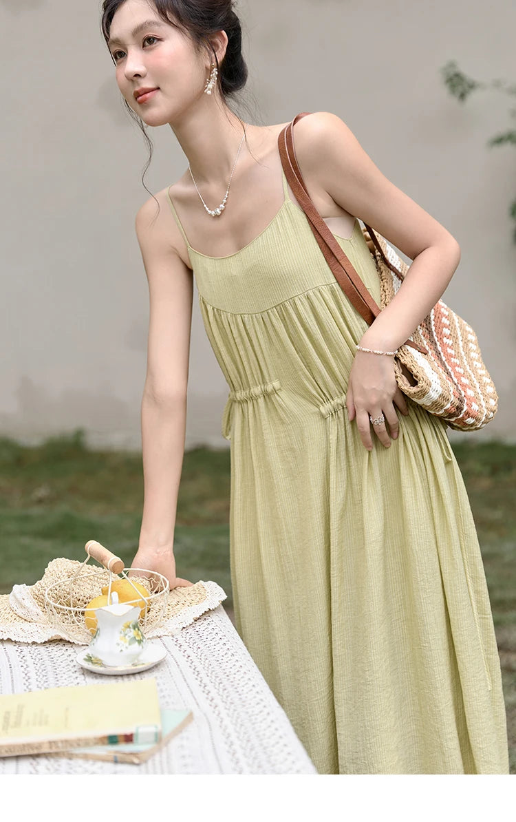 Mishow Irregular Pleated Olive Green Drawstring Dress MXD31L1928