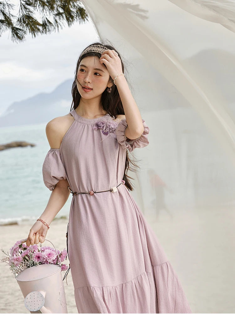 MISHOW Korean Halter Neck Jacquard Dress MXE32L2182