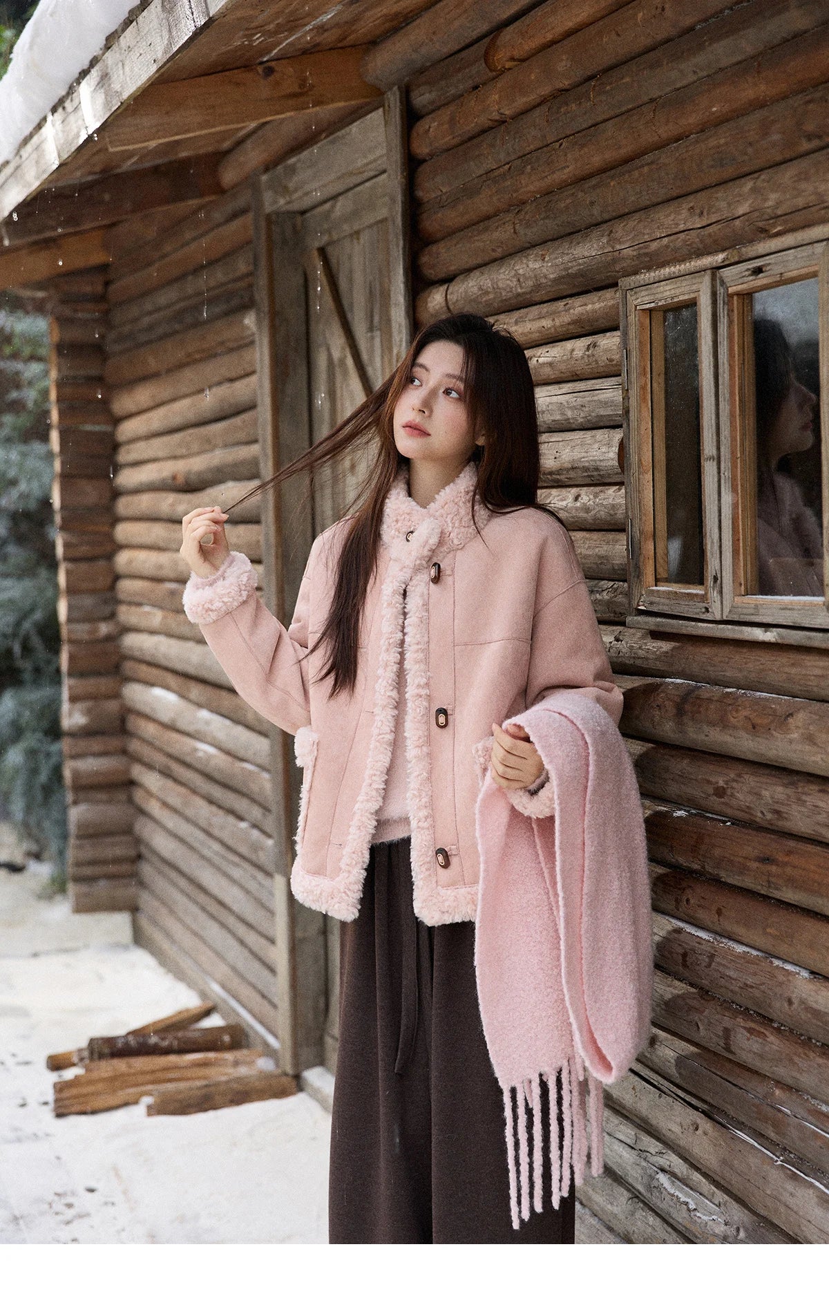MISHOW Suede Composite Fur Jacket Stand-Up Collar Windproof MXE87W0941